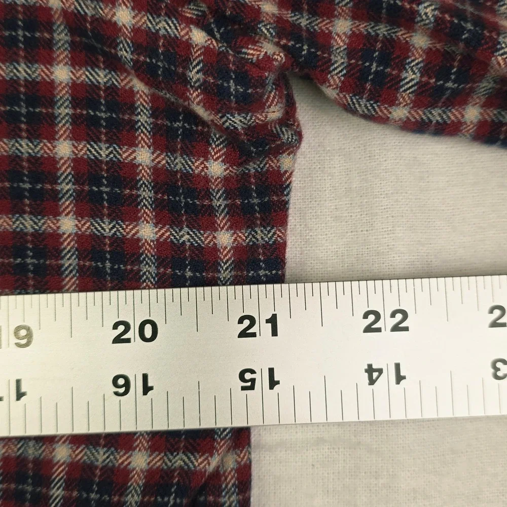 UNTUCKit Button‎ Down Shirt Men's Large Red Navy Plaid Slim Fit Cotton Flannel